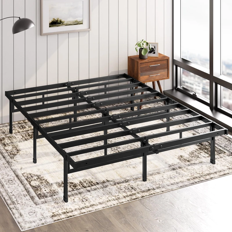 Zinus Justin Bed 180 x 200 cm - 36 cm Height with Storage Under Bed - Metal Platform Bed - Black