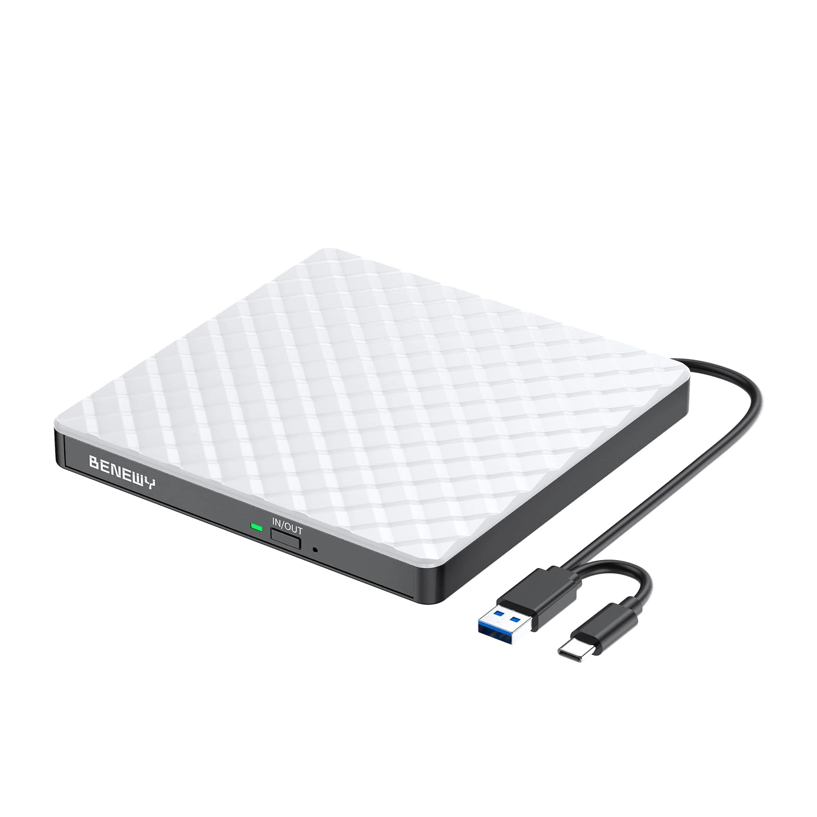 External DVD Drive,USB 3.0 CD/DVD +/-RW Drive Portable CD DVD Drive Burner Reader Writer, Slim Optical CD ROM Drive for Laptop Desktop PC Linux Apple Mac OS Macbook Pro Windows 11/10/8.1/7 White
