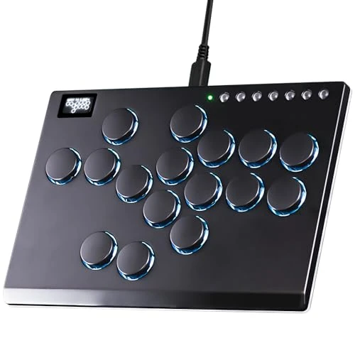 Sehawei All Metal Arcade Stick 16Keys All-Button Controller with Custom RGB & Turbo Functions,Arcade Fighting Stick for PC/Ps3/Ps4/Switch/Steam-Supports SOCD（Black）