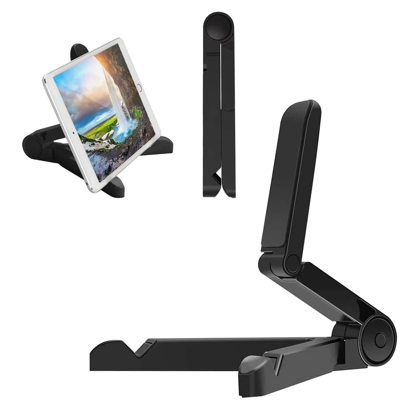 BAOWUABJ Tablet Stands and Holders Adjustable,iPad Stand, Portable Tablet Stand Holder for iPad, Kindle Fire Tablets, Desktop Mobile Phone Stand (Black)