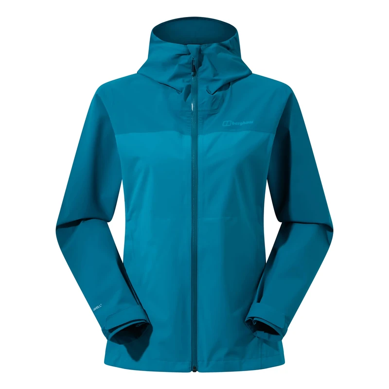 Berghaus Women's Arnaby Hooded Waterproof Jacket | Lightweight | Stretch, Deep Ocean/Jungle Jewel