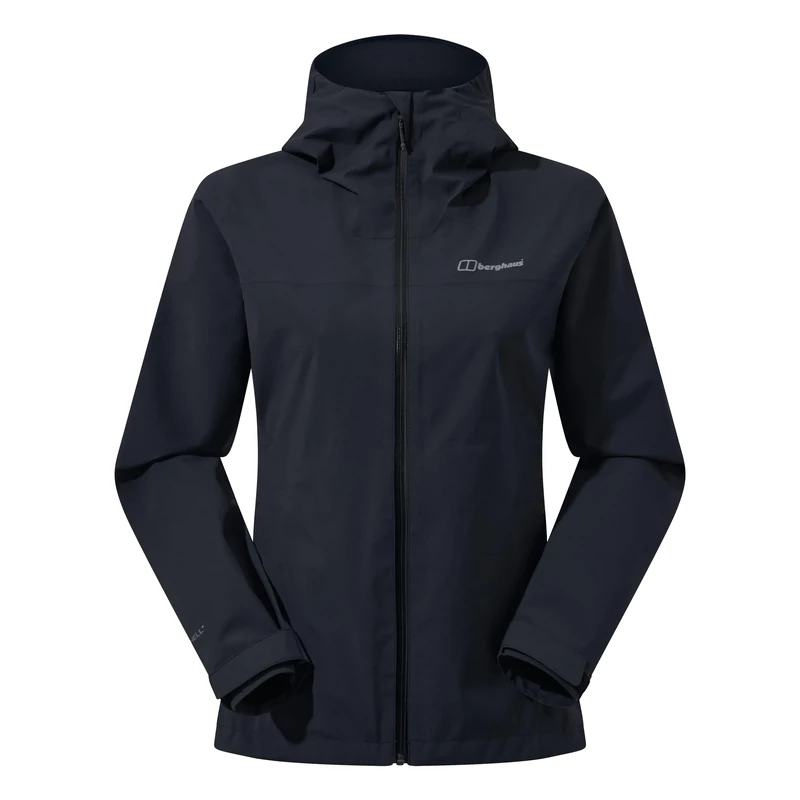 Berghaus Women's Arnaby Hooded Waterproof Jacket | Lightweight | Stretch, Black/Black, 20