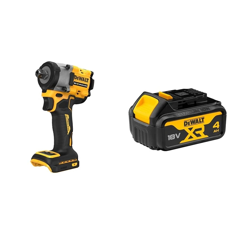 DEWALT DCF922N-XJ 18V XR Brushless Compact 1/2 Inch Detent Pin Anvil Impact Wrench - Bare Unit + DEWALT Battery