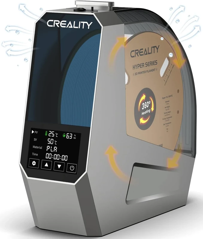Creality Official Space PI Filament Dryer Box, 3D Printer Filament Dryer Box with 360° Heating, Upgraded Filament Dehydrator Storage Box with Fan for PLA ABS PETG TPU Nylon PA Filament 1.75MM 2.85mm