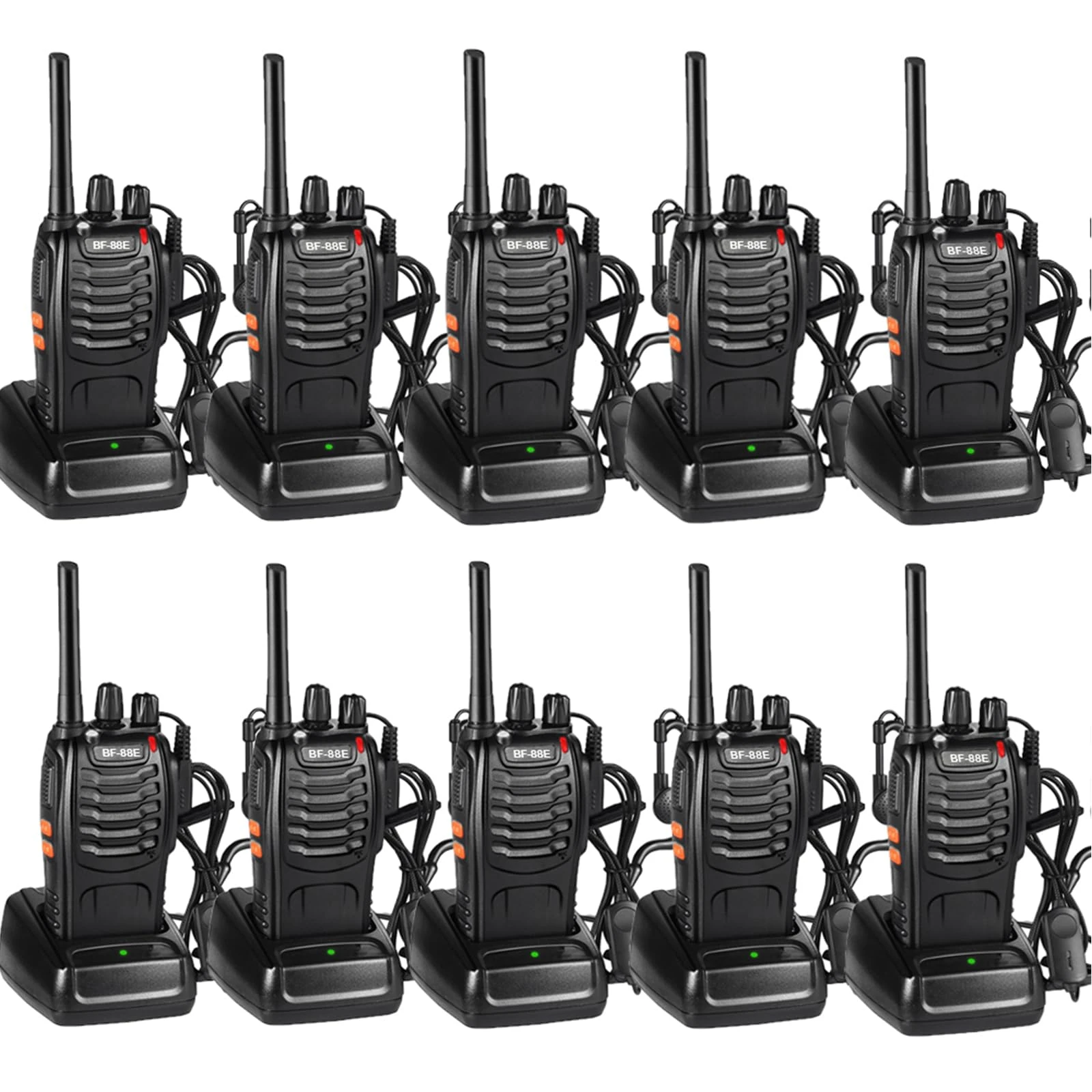 SINZUX Walkie Talkies Long Range 10Pcs, Walkie Talkies for Adults 2 Way Radio with LED Light Earpieces and Rechargeable Batteries 16CH Walky Talky Supports VOX Function