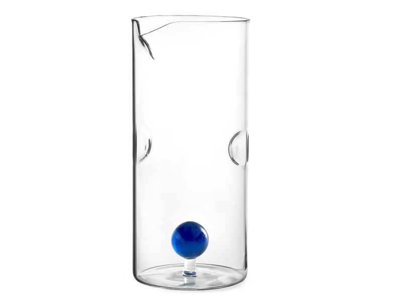 H&H Borosilicate Glass Pitcher, Blue Glass Ball Inside, 1.4 litres