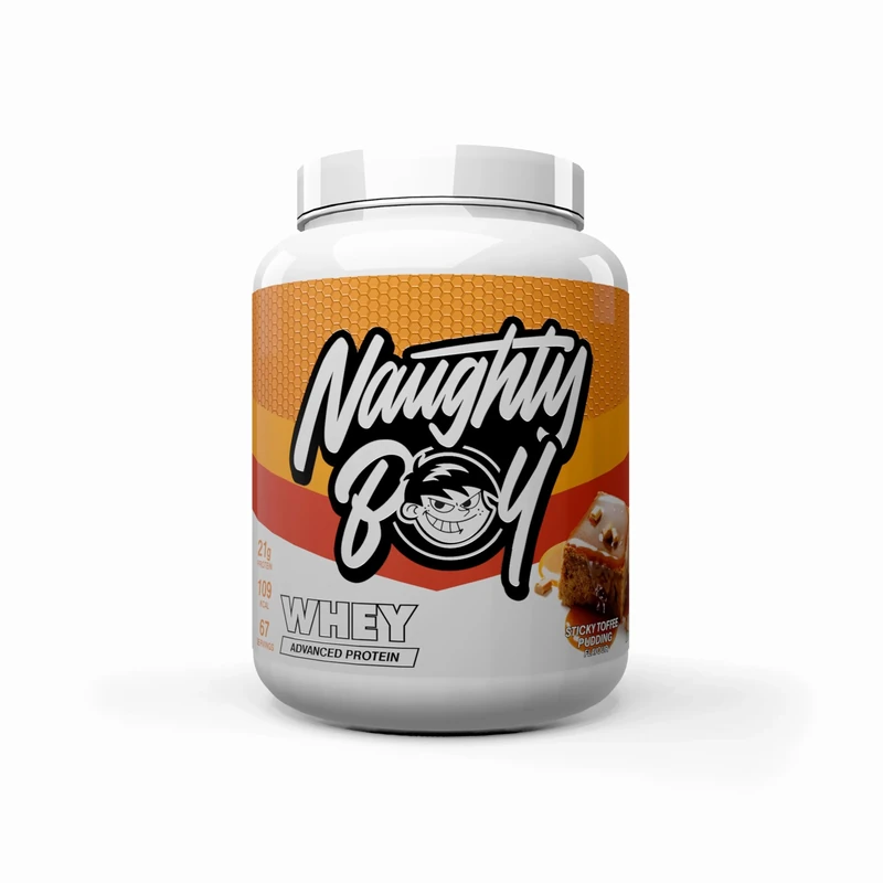 Naughty Boy Advanced 100% Whey Protein Powder. Muscle Building & Recovery Shake with Optimum Taste & Mixability. Low Sugar. (Sticky Toffee Pudding, 2010 g)