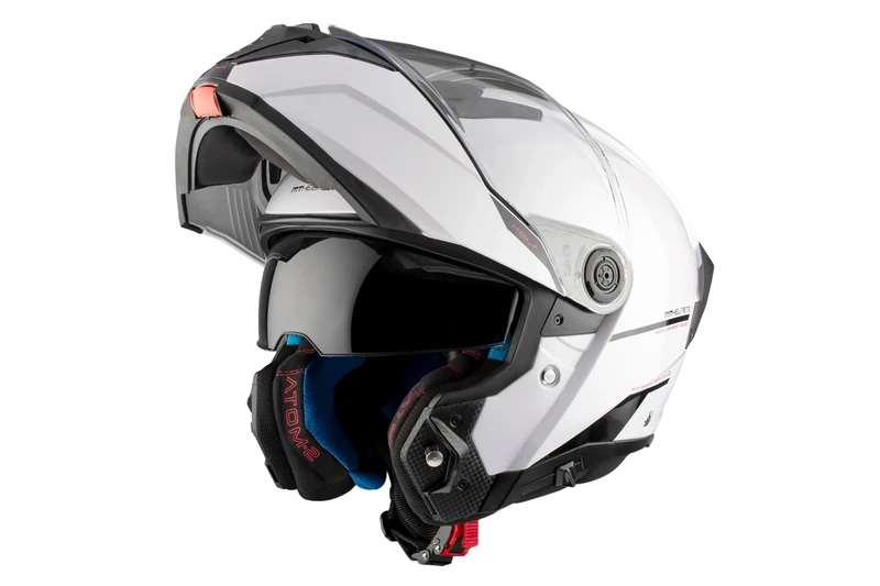 MT Motorcycle Helmet Modular Flip Front - Atom 2 Solid Gloss White