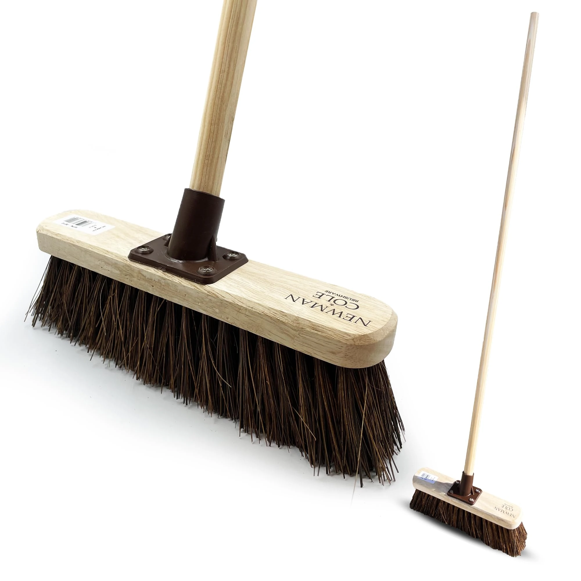 12” Garden Broom Outdoor with Durable Support Bracket Yard Brush Heavy Duty Outdoor with 120 cm Wooden Handle Natural Stiff Bassine Hard Bristle Broom Sweeping Brush