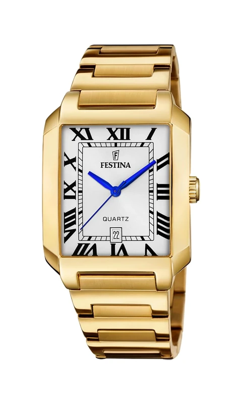Festina Men's Watch F20678/1 on The Square Stainless Steel Case Gold Stainless Steel Bracelet, Silver, Bracelet - Image 1