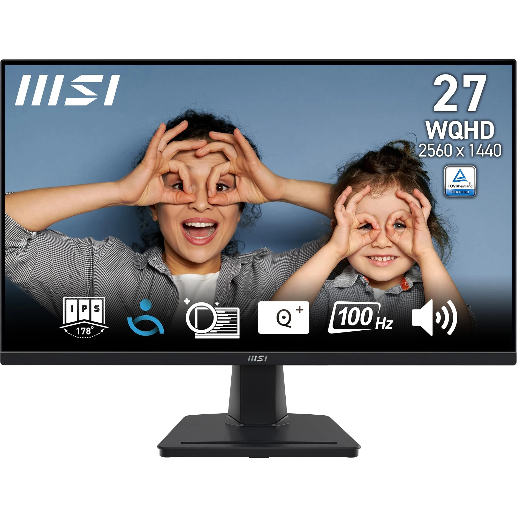 MSI PRO MP275Q 27 Inch WQHD Office Monitor - 2560 x 1440 IPS Panel, 100 Hz, Eye-Friendly Screen, Built-in Speakers, Tilt-Adjustable - HDMI 2.0b, DP (1.2a)