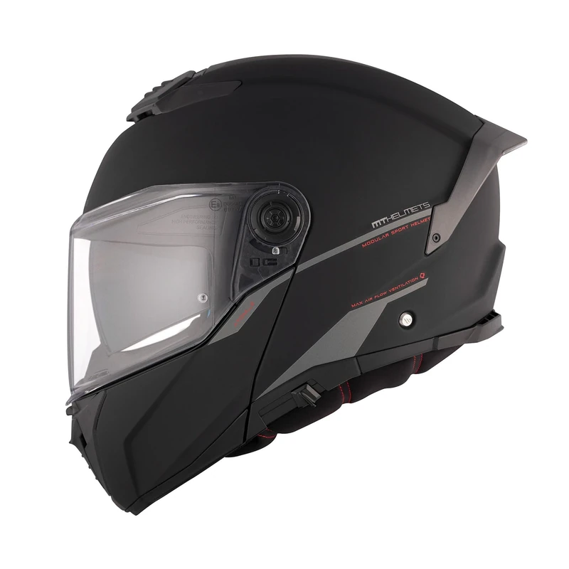 MT Motorcycle Helmet Modular Flip Front - Atom 2 Matt Black
