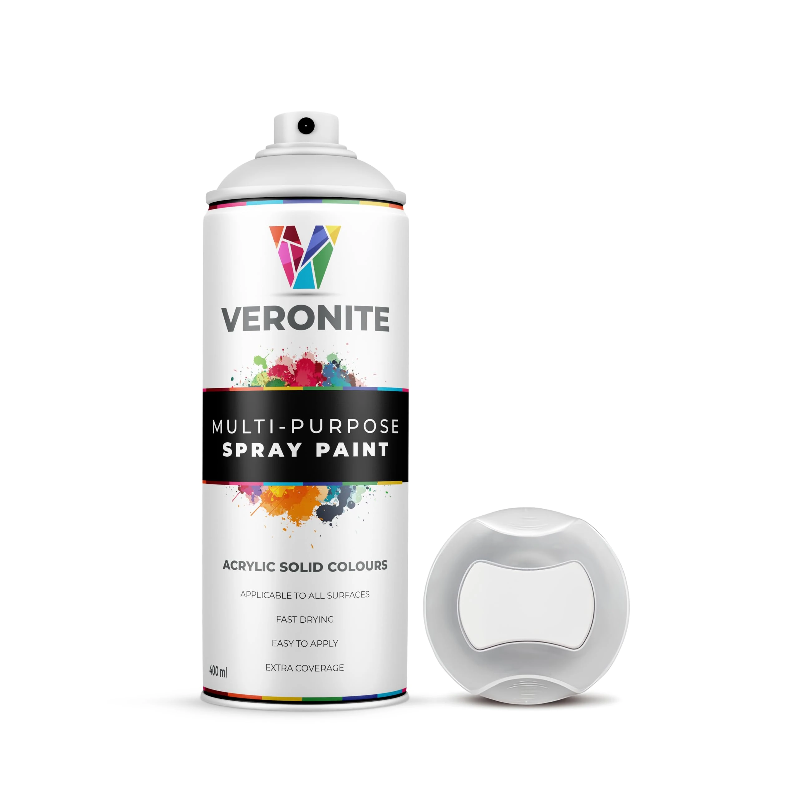 Veronite® Matt White Spray Paint 400 ml | Wood, Metal, Plastic | Multi-Purpose | Scratch/Impact Resistant | Excellent Coverage & Adhesion | RAL 9010