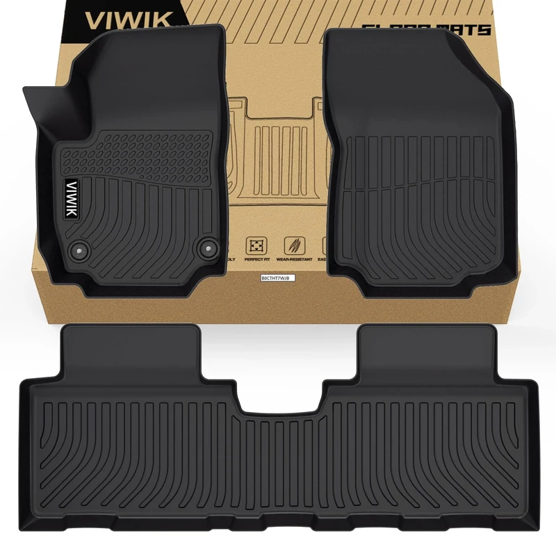 VIWIK Floor Mats Fit for Chevrolet Equinox/for GMC Terrain 2018-2024, TPE Rubber Car Mats All Weather Custom Floor Liners for Chevy Equinox/for GMC Terrain 1st and 2nd Row Non-Slip Odorless