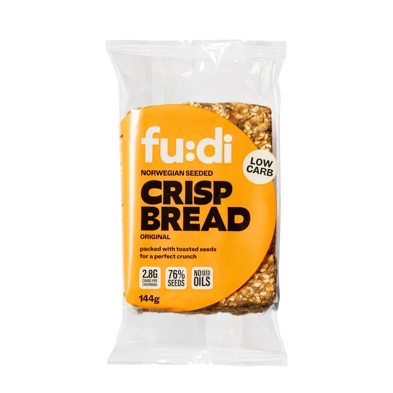 fu:di Norwegian Seeded Crispbread – Keto Crackers Made With 76% Seeds – Low Carb, High Fibre, Source of Protein, No Added Sugar, No Seed Oils – Pumpkin, Sunflower & Sesame Seed Biscuits (144g)