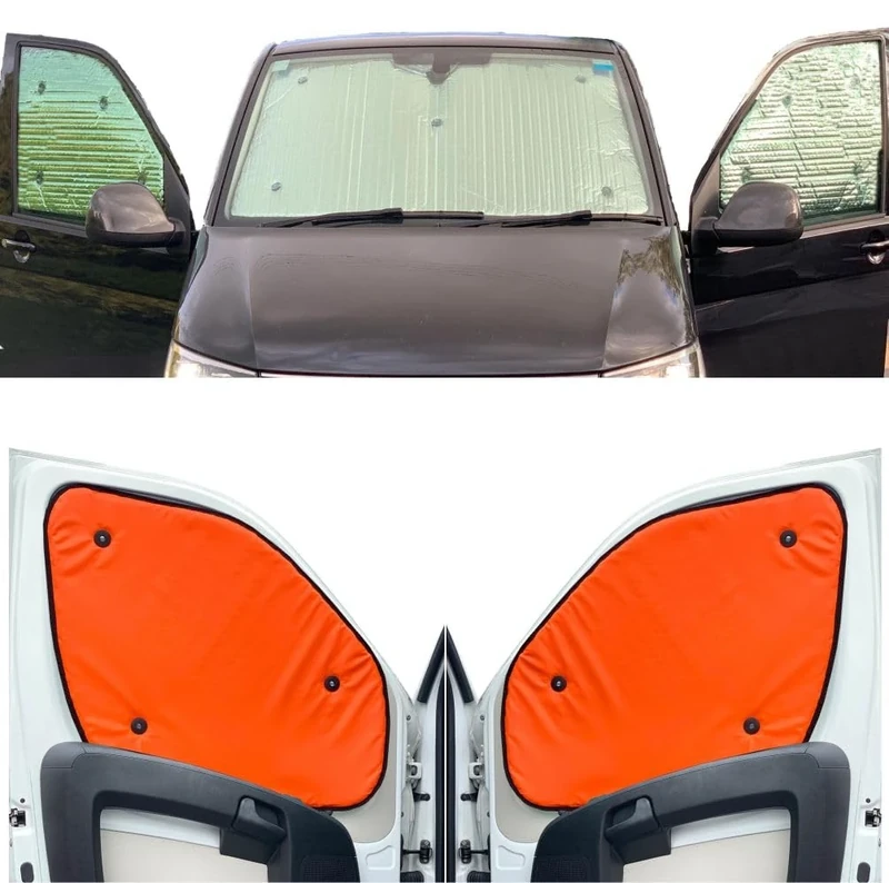 Thermal Blinds Compatible With Citroen Relay (Second Generation) (Years 1994-2006) (Front Set) With Backing Colour in Tango Orange, Reversible