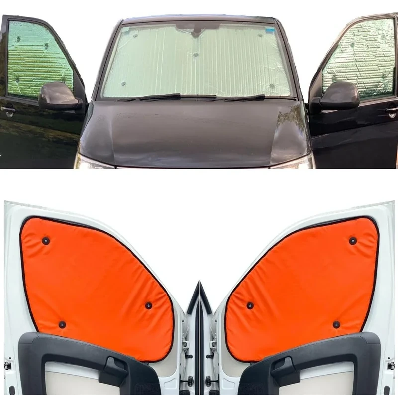 Thermal Blinds Compatible With VW Transporter T7 (Multivan) (Years 2023-Date) (Full Set SWB With Tailgate) With Backing Colour in Tango Orange, Reversible