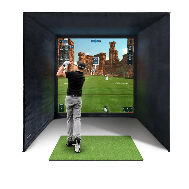 SimSpace Golf Simulator Enclosure with Impact Display Projection Screen, use with all Golf Launch Simulators and Monitors.