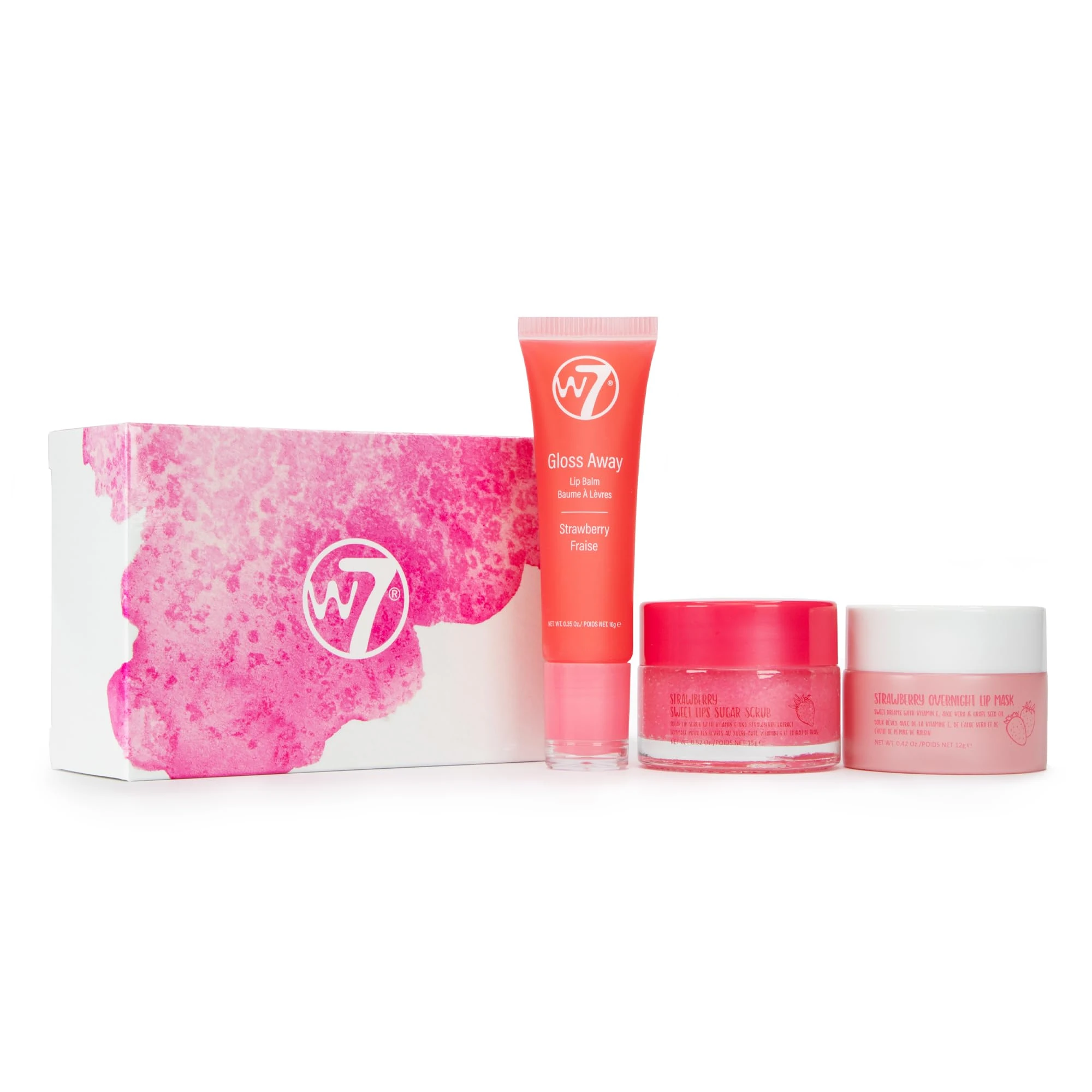 W7 Sweet Dreams Lip Care Set - Strawberry Overnight Mask, Balm & Scrub