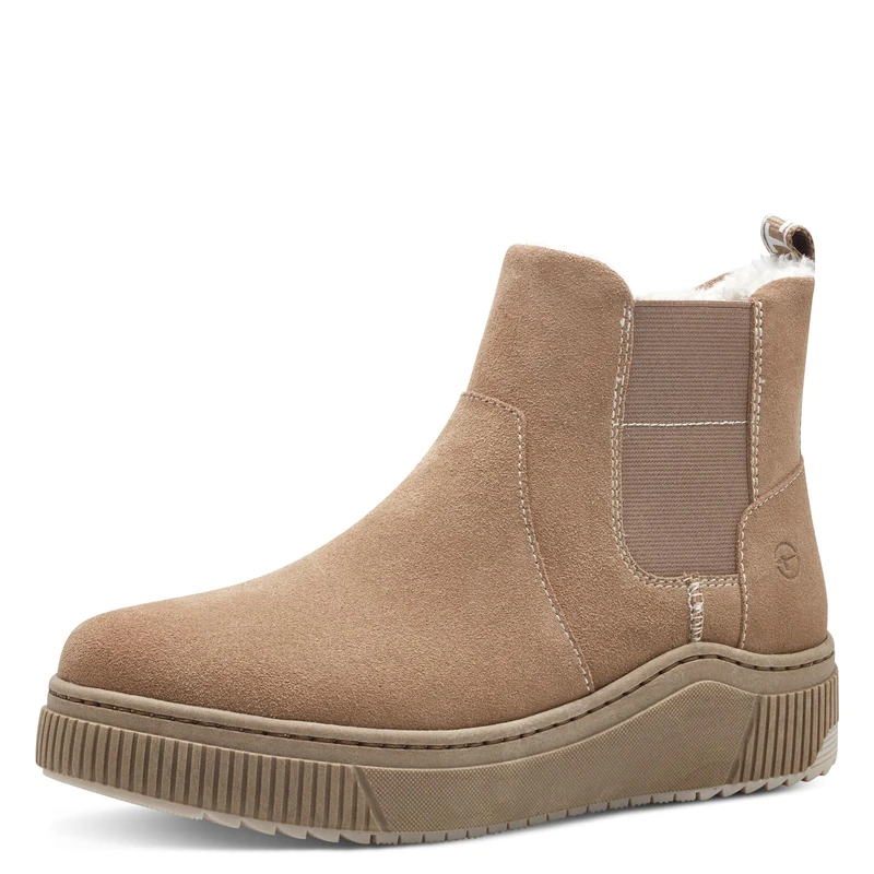 Tamaris Comfort Women’s Winter Boots Flat Leather Water-Repellent, Camel, 5 UK