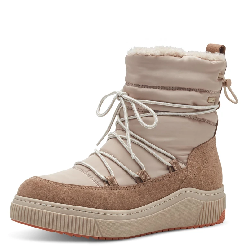Tamaris Comfort Women’s Winter Lace-Up Ankle Boots Lined Water-Repellent, Beige, 4 UK