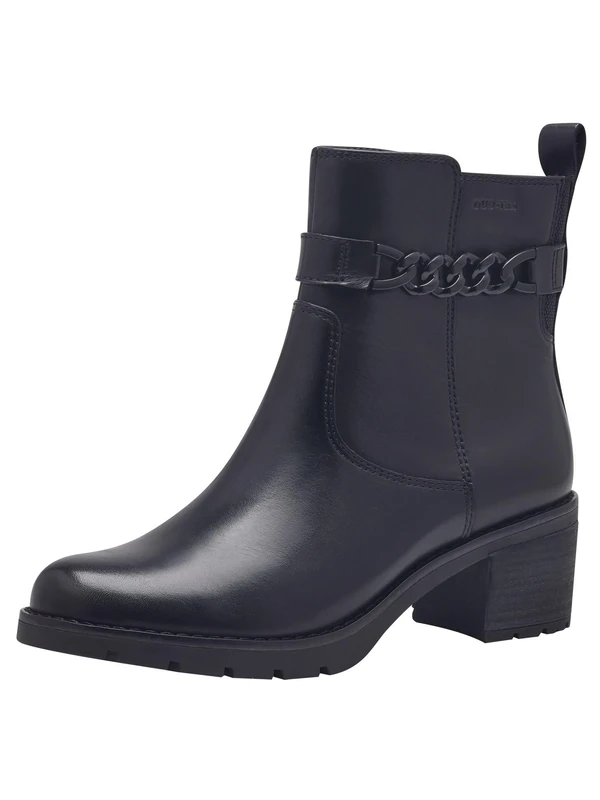 Tamaris Comfort Women’s Ankle Boots with Heel Leather Block Heel , Black Nappa, 4 UK