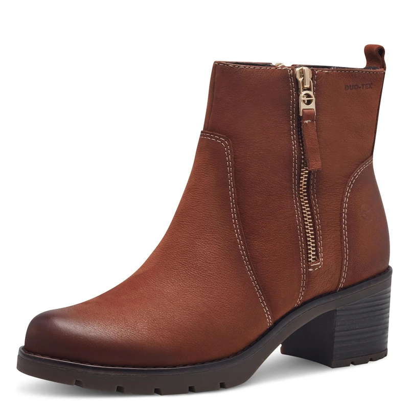 Tamaris Comfort Women’s Winter Boots with Heel Leather Lined , Cognac Nubuk, 7,5 UK