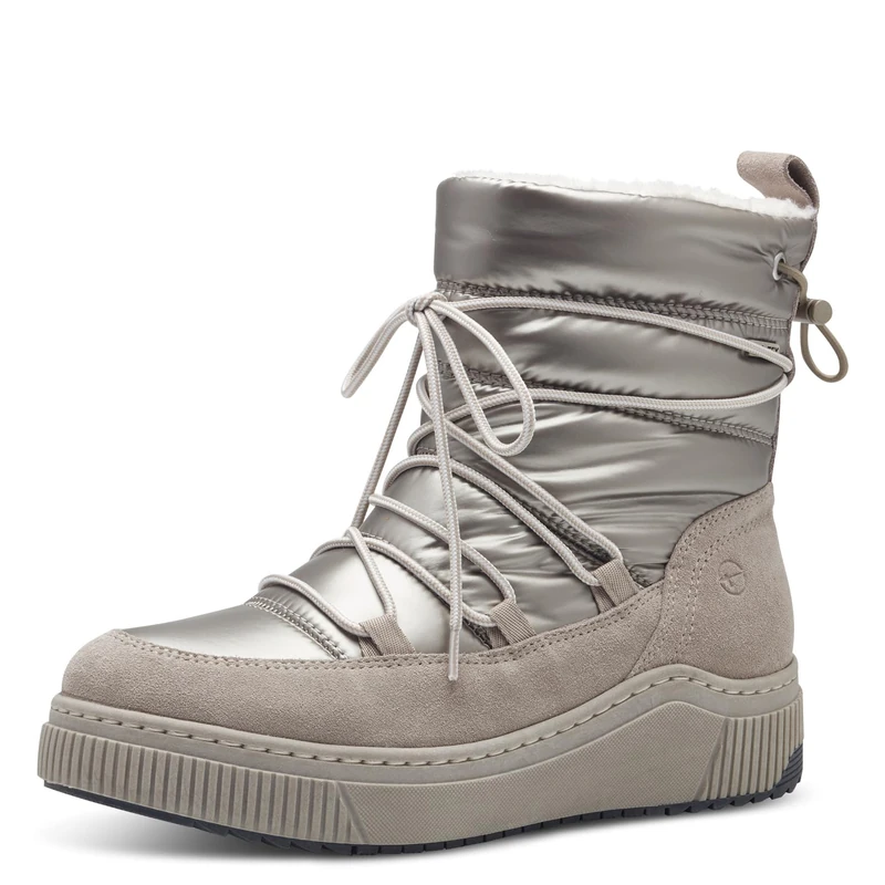 Tamaris Comfort Women’s Winter Lace-Up Ankle Boots Lined Water-Repellent, Lt Grey/Silver, 3,5 UK