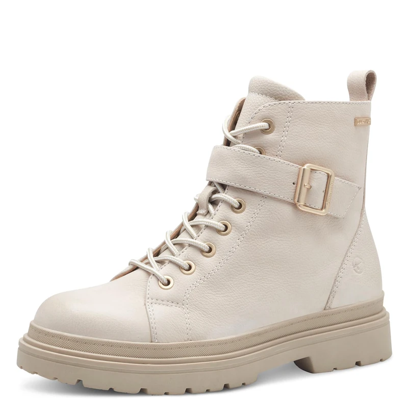 Tamaris Comfort Women’s Winter Lace-Up Ankle Boots Lined Water-Repellent, Ivory, 6,5 UK