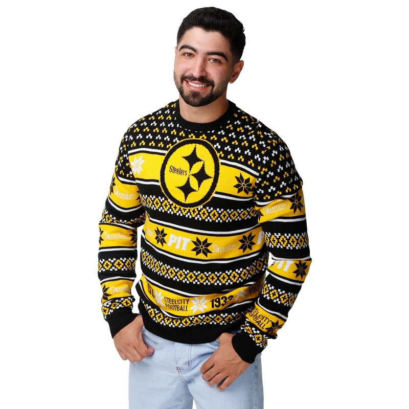 FOCO Men's NFL Team Big Logo Ugly Sweater