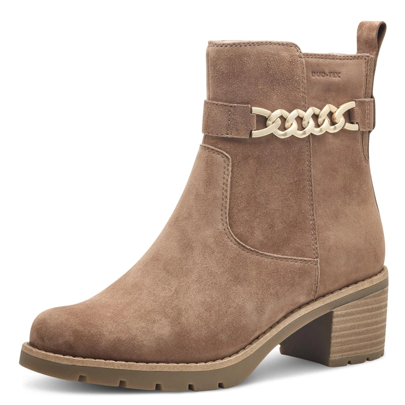 Tamaris Comfort Women’s Ankle Boots with Heel Leather Block Heel , Pepper Suede, 3,5 UK