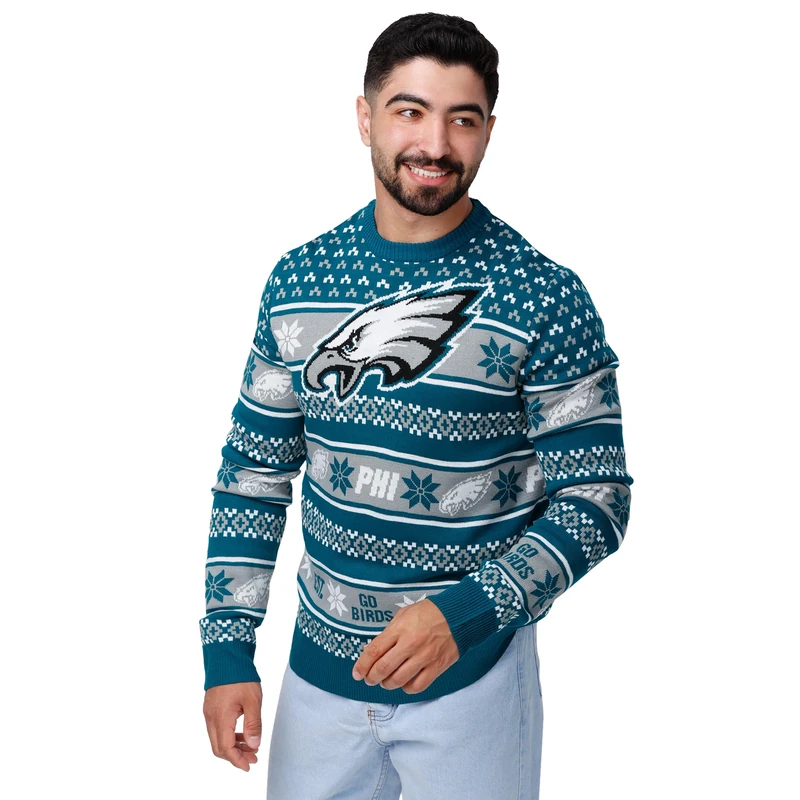 FOCO Men's NFL Team Big Logo Ugly Sweater