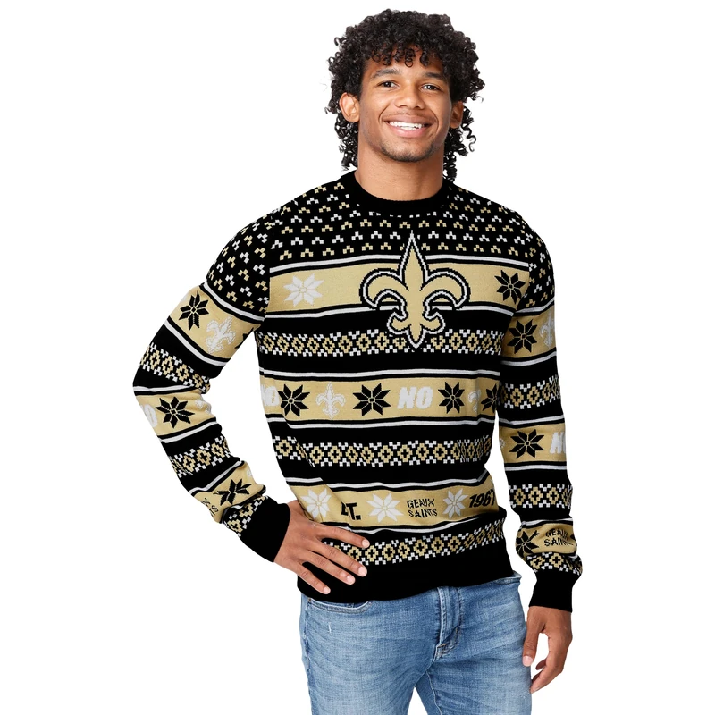 FOCO Men's NFL Big Logo Ugly Sweater, Team Color, XXL