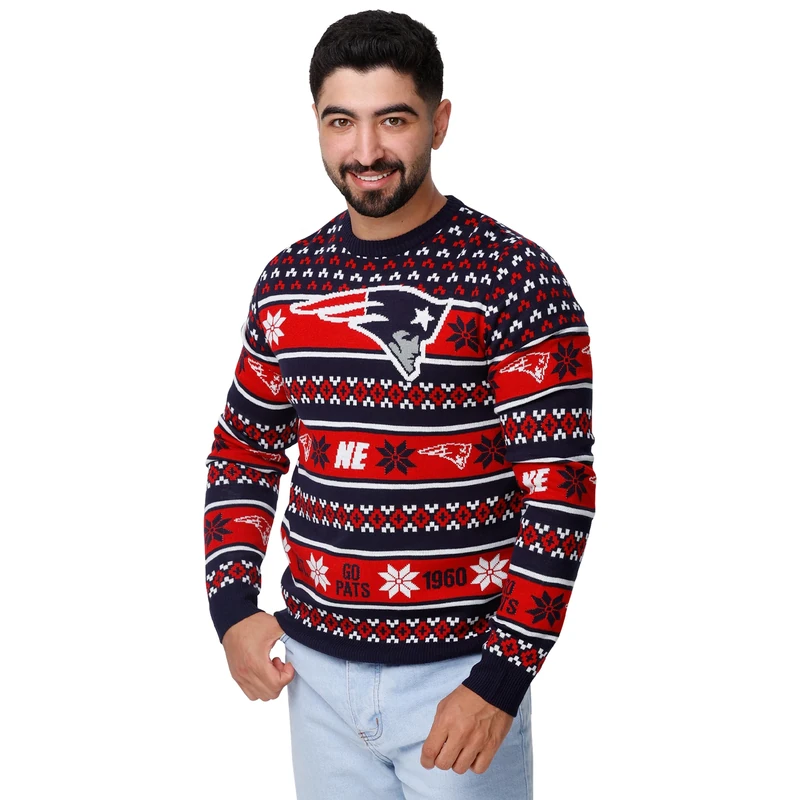 FOCO Men's NFL Big Logo Ugly Sweater, Team Color, M