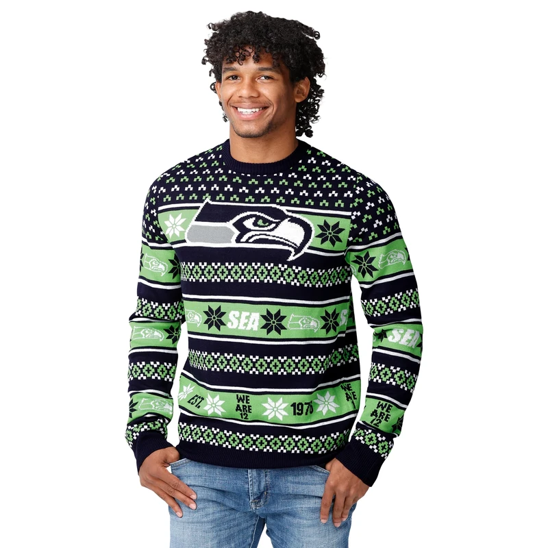 FOCO Men's NFL Team Big Logo Ugly Sweater