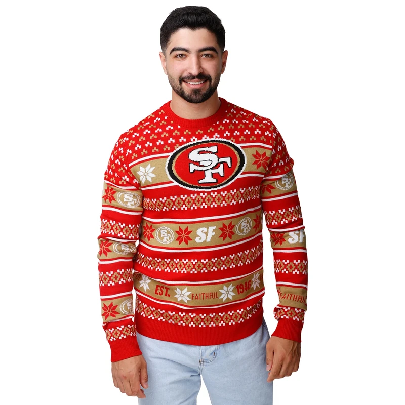 FOCO Men's NFL Team Big Logo Ugly Sweater