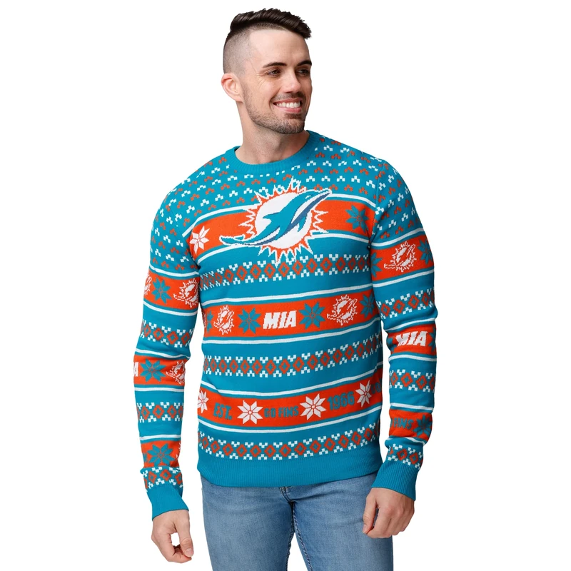 FOCO Men's NFL Big Logo Ugly Sweater, Team Color, M