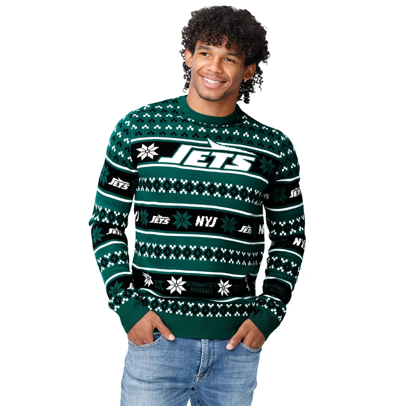 FOCO Men's NFL Big Logo Ugly Sweater, Team Color, M