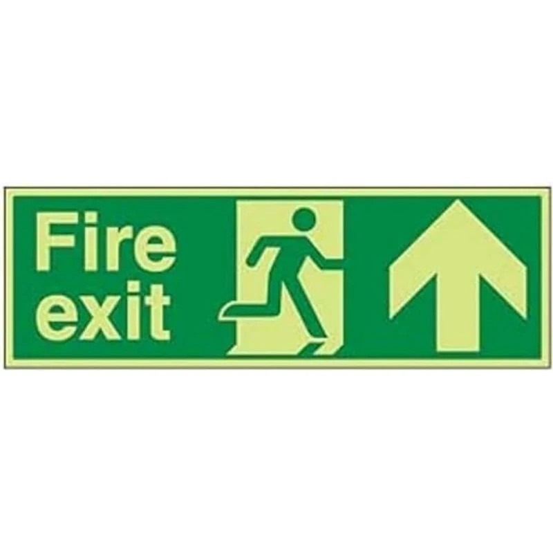 V Safety FIRE EXIT - FIRE EXIT ARROW UP - 300 X 100MM PACK OF 10