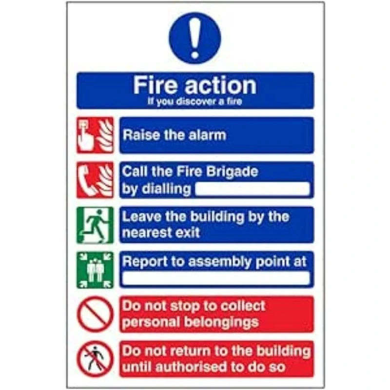 V Safety FIRE ACTION - A4 GENERAL FIRE ACTION 6 MESSAGE - 210 X 297MM PACK OF 10