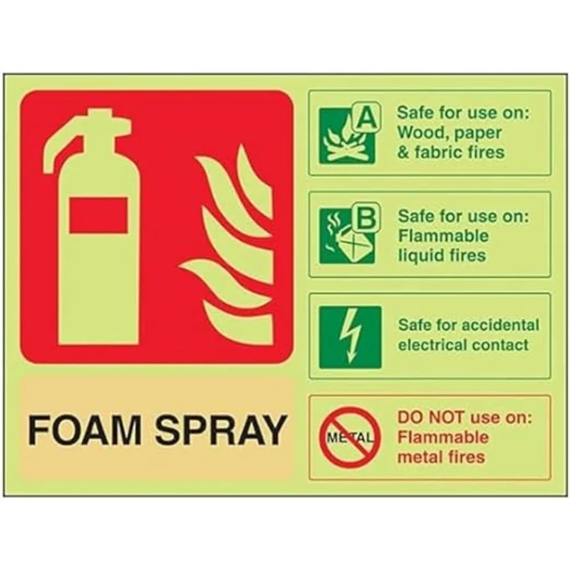 V Safety FIRE EXTINGUISHER - FOAM SPRAY ID SAFE FOR ELECTRICAL CONTACT - 150 X 100MM PACK OF 10