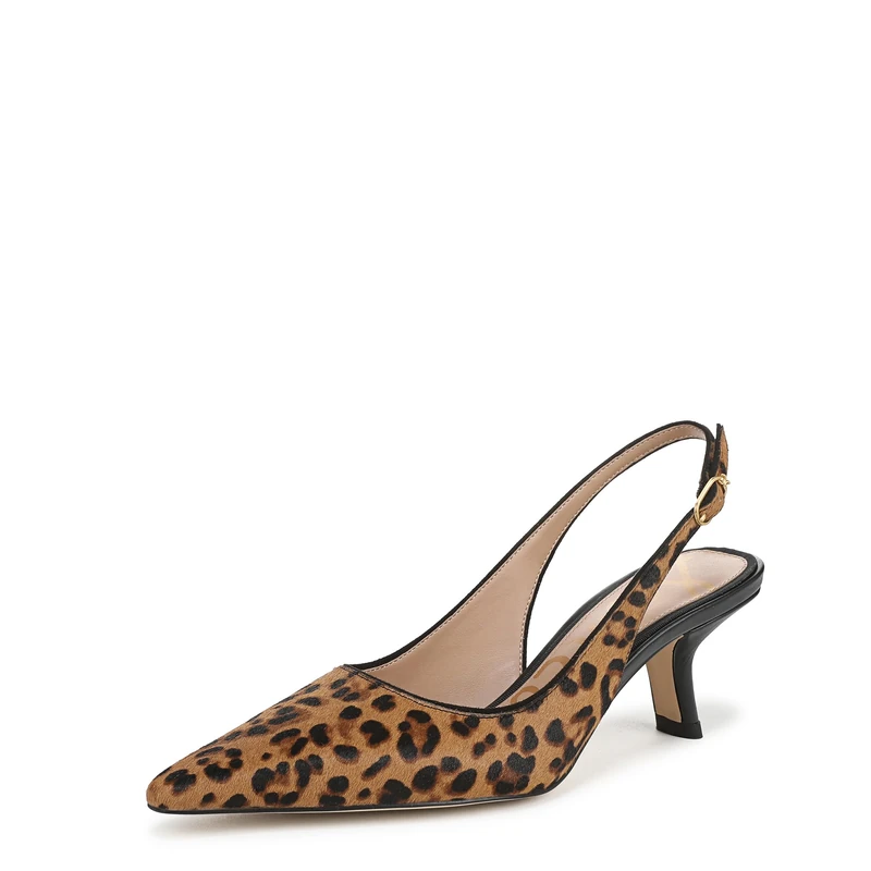 Sam Edelman Women's Bianka Sling Slingback Heels, Leopard Print Tan, Medium Fit, UK 5