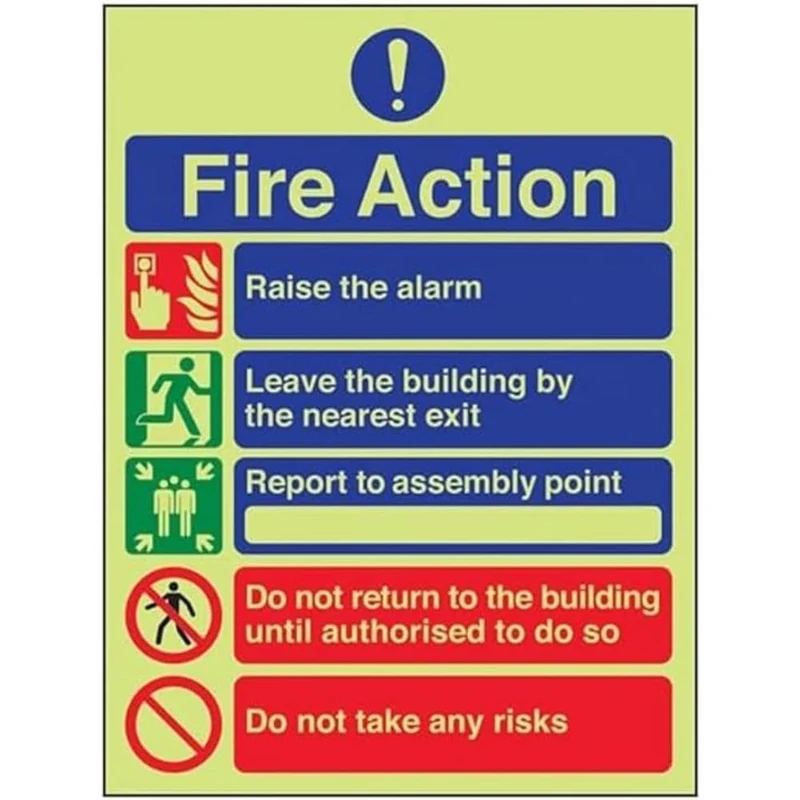 V Safety FIRE ACTION - GENERAL FIRE ACTION 5 MESSAGE RISKS - 150 X 200MM PACK OF 10