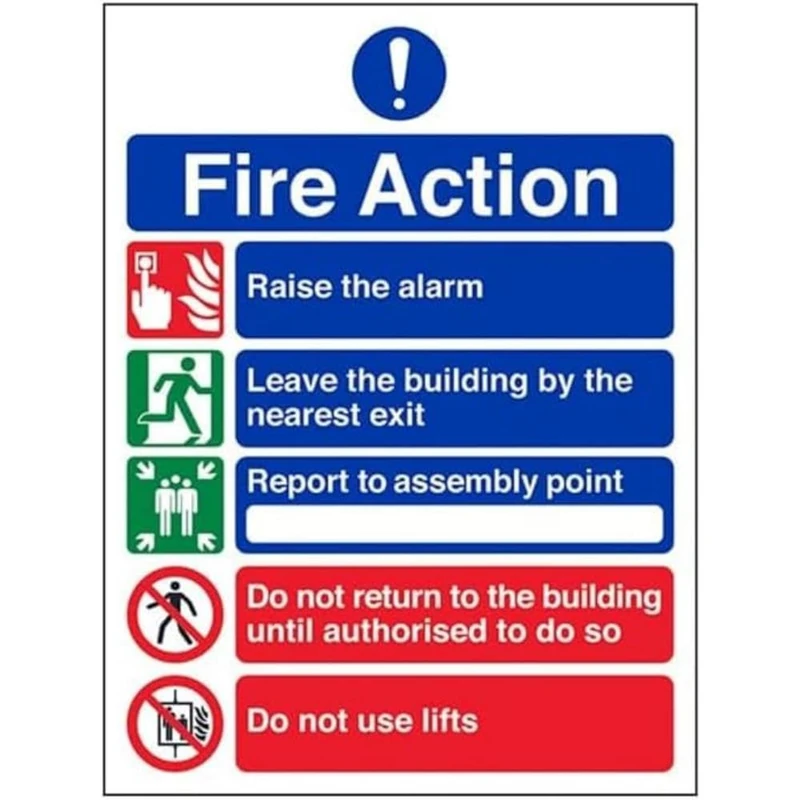 V Safety FIRE ACTION - 5 MESSAGE - 150 X 200MM PACK OF 10