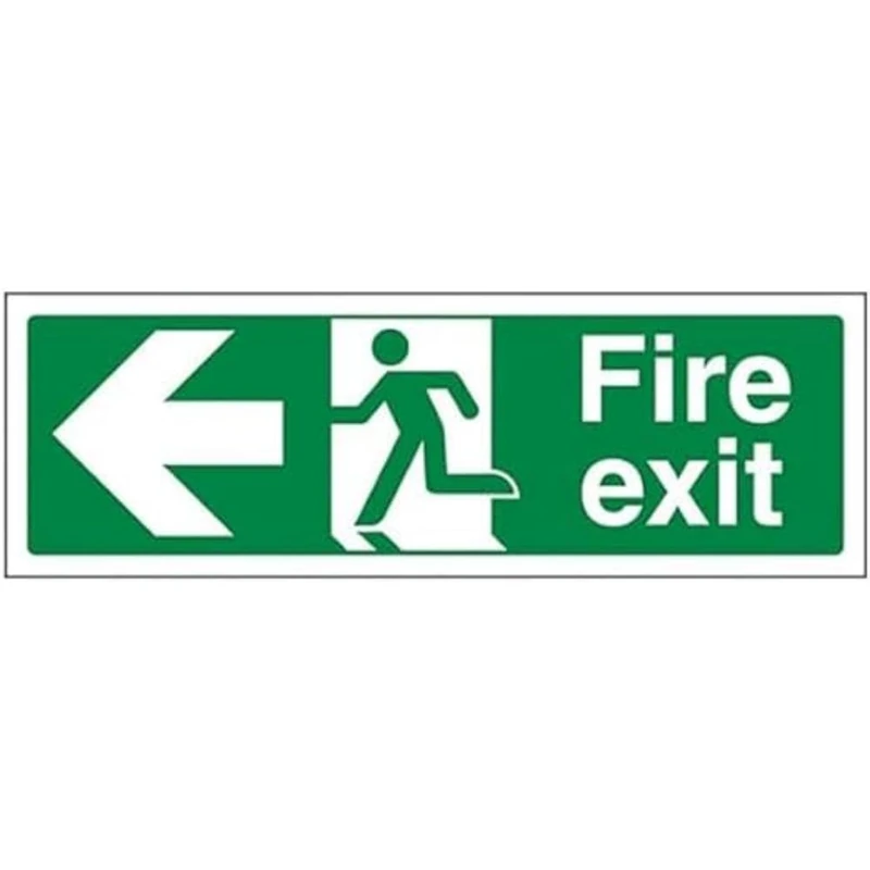 V Safety FIRE EXIT - FIRE EXIT ARROW LEFT - 300 X 100MM PACK OF 10