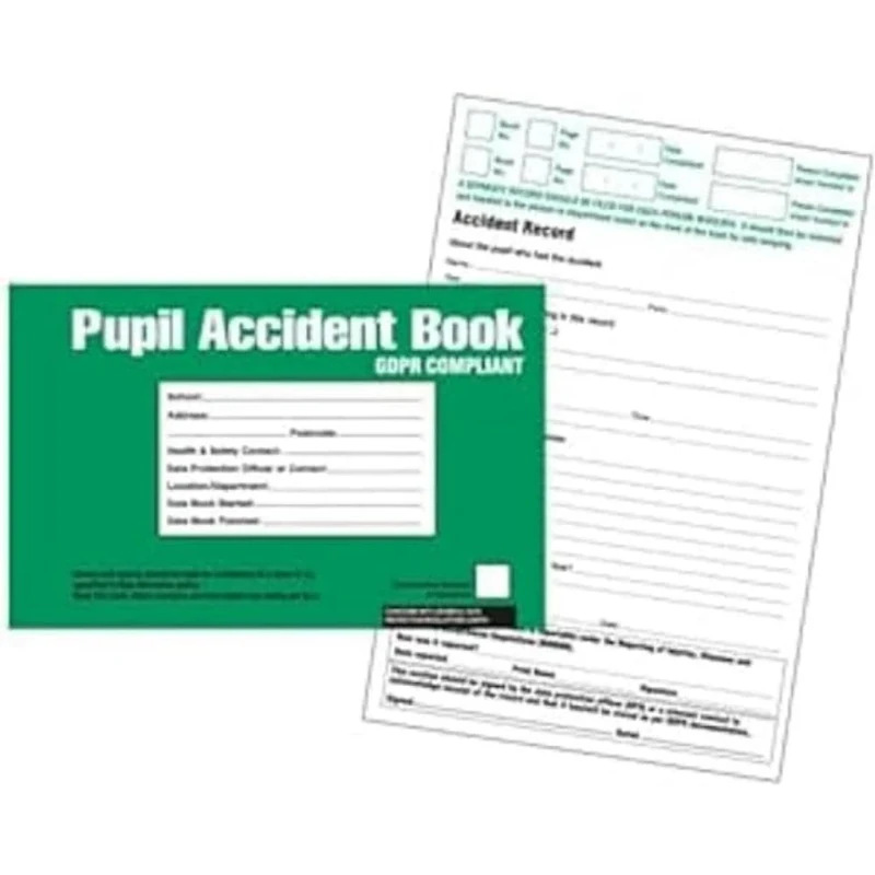 V Safety GDPR COMPLIANT PUPIL ACCIDENT BOOK - UNBRANDED - A5 PACK OF 10