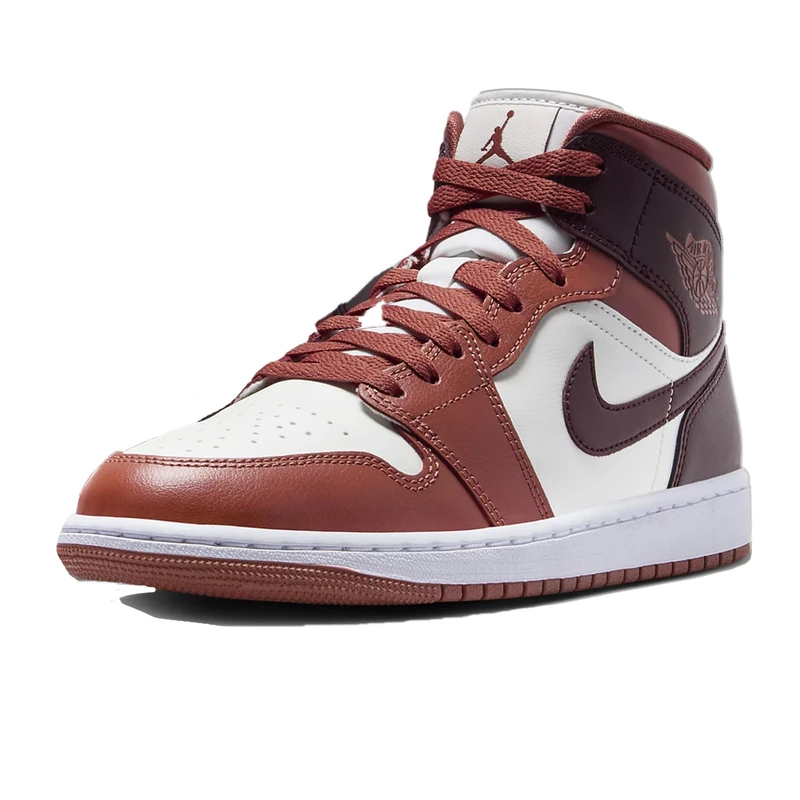 Nike BQ6472-200 Air Jordan 1 Mid Women Dusty Peach/Night Maroon-SAIL-White UK 4