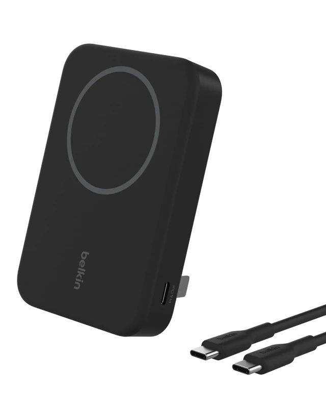 Belkin BoostCharge Pro Wireless Power Bank 10000mAh with Qi2, MagSafe Compatible Portable Charger + Built-in Pop-up Kickstand, For iPhone 17, iPhone Air, 16, 15, 14, Pixelsnap and More - Black
