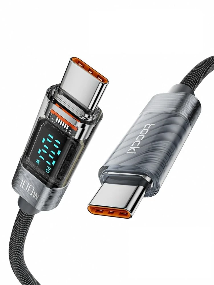 Wayzu 100W USB C to Type C Fast Charging Cable with LED Display – 1M PD Charger Lead, E-Marker Chip, 480Mbps Data Transfer – Universal Charging Cable for iPhone 16 Pro Max, iPad, Galaxy, Pixel