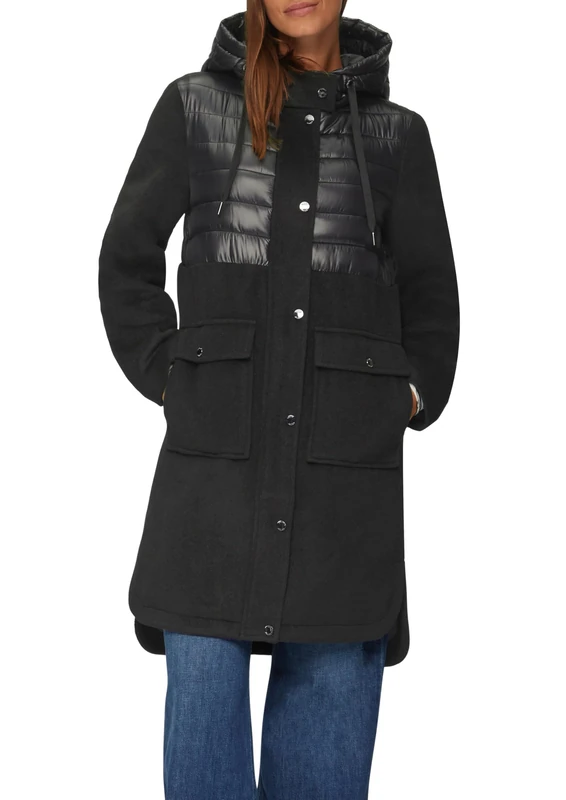 s.Oliver Parka in fabric mix, black, 8